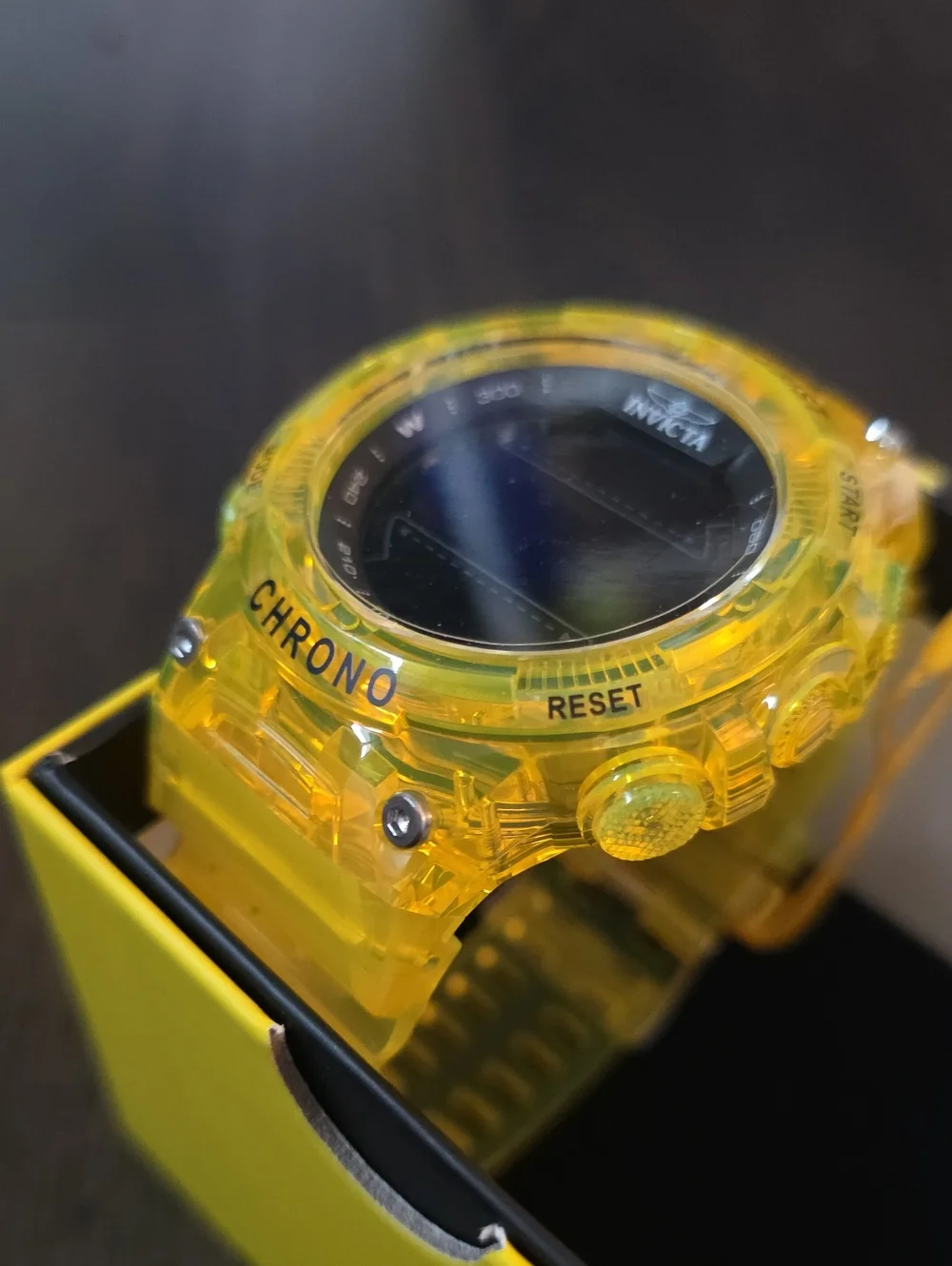 580. Invicta Racing Burnout Digital Men's Watch - 52mm. Transparent. Yellow